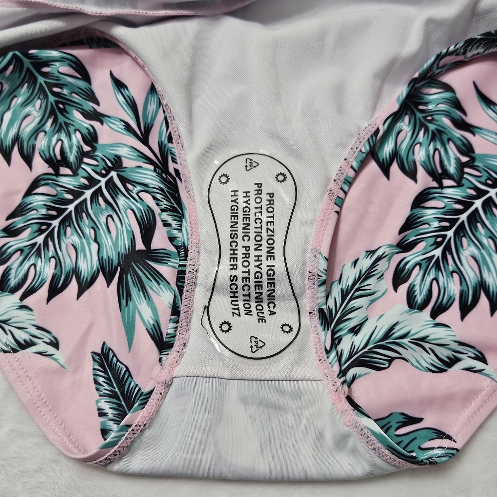 NWT maternity pink tropical one-piece swimsuit adjustable removable straps Lg - Picture 10 of 10